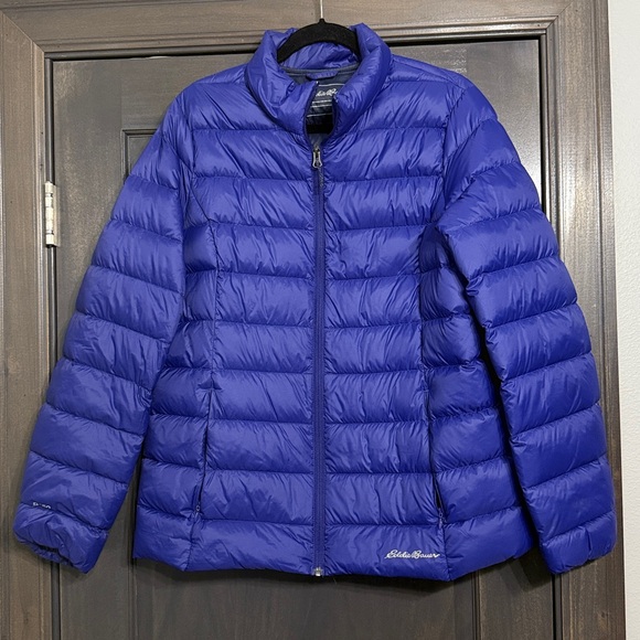 Eddie Bauer Women’s EUC Purply-Blue down Puffer XLT - Picture 1 of 7